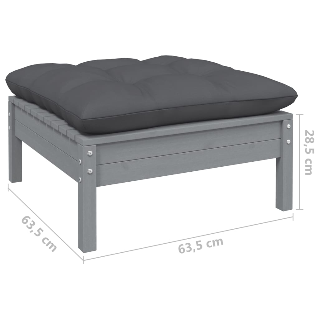 vidaXL Set mobilier de grădină cu perne, 9 piese, gri, lemn de pin vidaXL Set mobilier de grădină cu perne, 9 piese, gri, lemn de pin