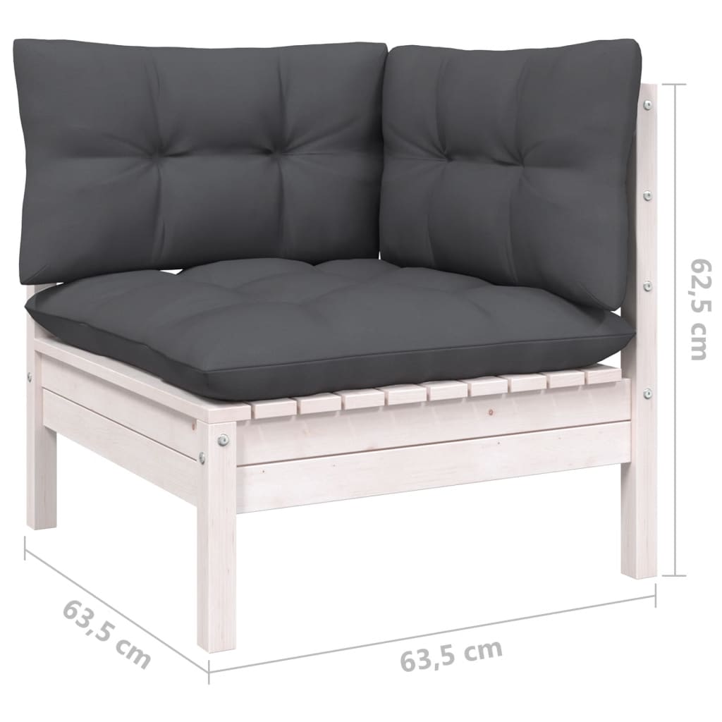 vidaXL Set mobilier de grădină cu perne, 9 piese, alb, lemn de pin vidaXL Set mobilier de grădină cu perne, 9 piese, alb, lemn de pin