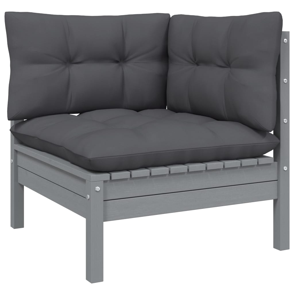 vidaXL Set mobilier relaxare de grădină & perne 12 piese gri lemn pin vidaXL Set mobilier relaxare de grădină & perne 12 piese gri lemn pin