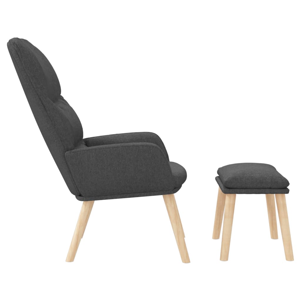 vidaXL Scaun de relaxare cu taburet, gri închis, textil vidaXL Scaun de relaxare cu taburet, gri închis, textil