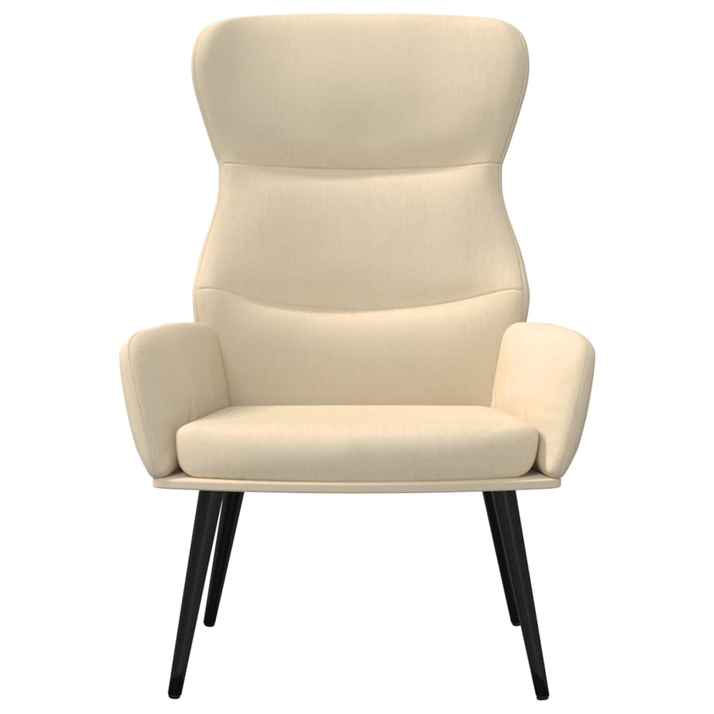 vidaXL Scaun de relaxare cu taburet, crem, textil vidaXL Scaun de relaxare cu taburet, crem, textil
