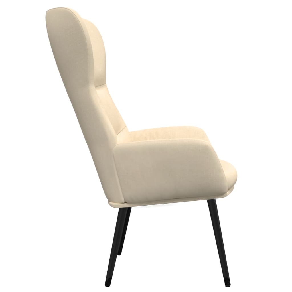 vidaXL Scaun de relaxare cu taburet, crem, textil vidaXL Scaun de relaxare cu taburet, crem, textil