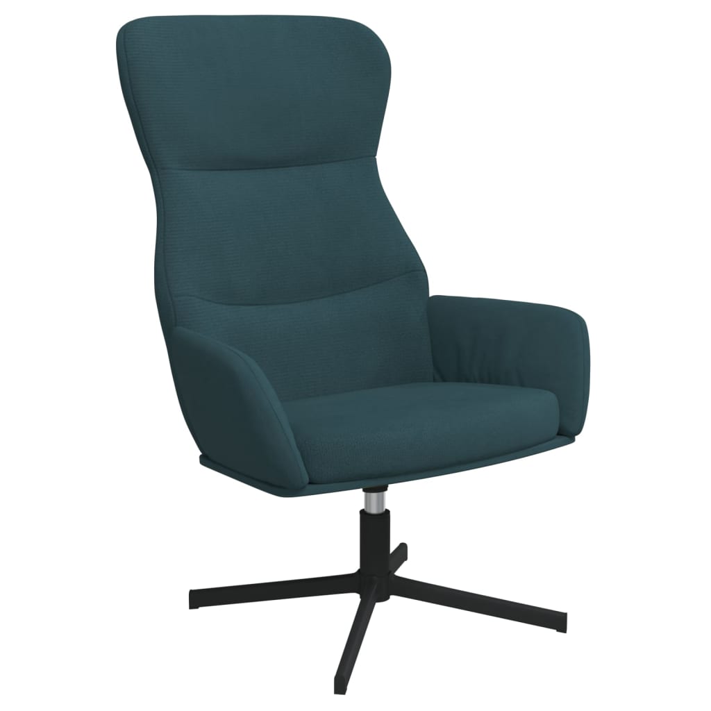 vidaXL Scaun de relaxare cu taburet, albastru, catifea vidaXL Scaun de relaxare cu taburet, albastru, catifea