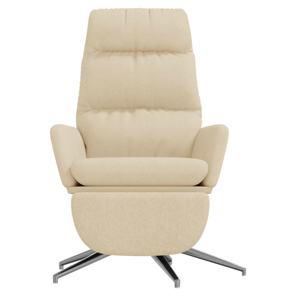 vidaXL Scaun de relaxare cu taburet, crem, material textil vidaXL Scaun de relaxare cu taburet, crem, material textil