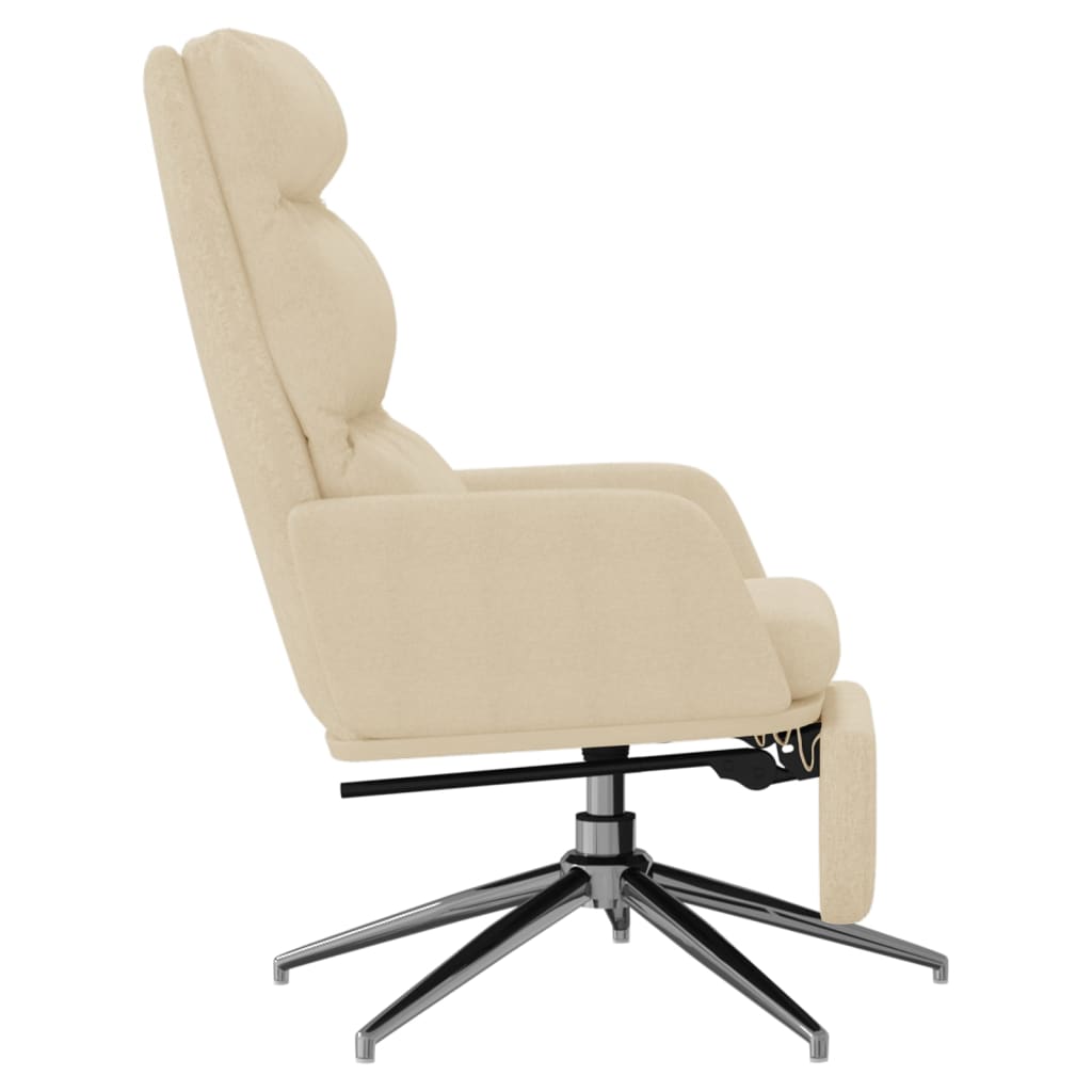 vidaXL Scaun de relaxare cu taburet, crem, material textil vidaXL Scaun de relaxare cu taburet, crem, material textil