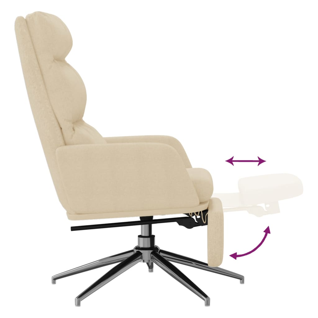 vidaXL Scaun de relaxare cu taburet, crem, material textil vidaXL Scaun de relaxare cu taburet, crem, material textil
