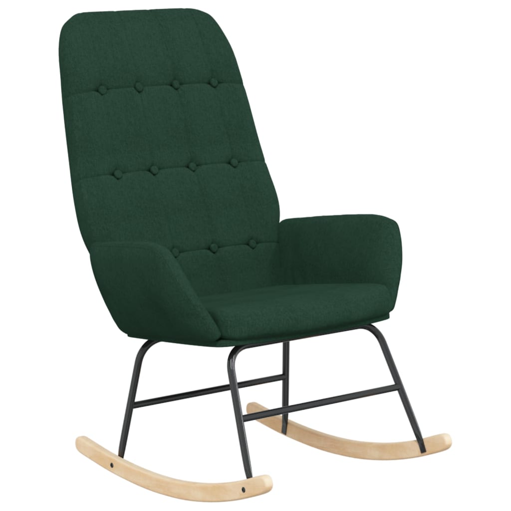 vidaXL Scaun balansoar cu taburet, verde închis, textil vidaXL Scaun balansoar cu taburet, verde închis, textil