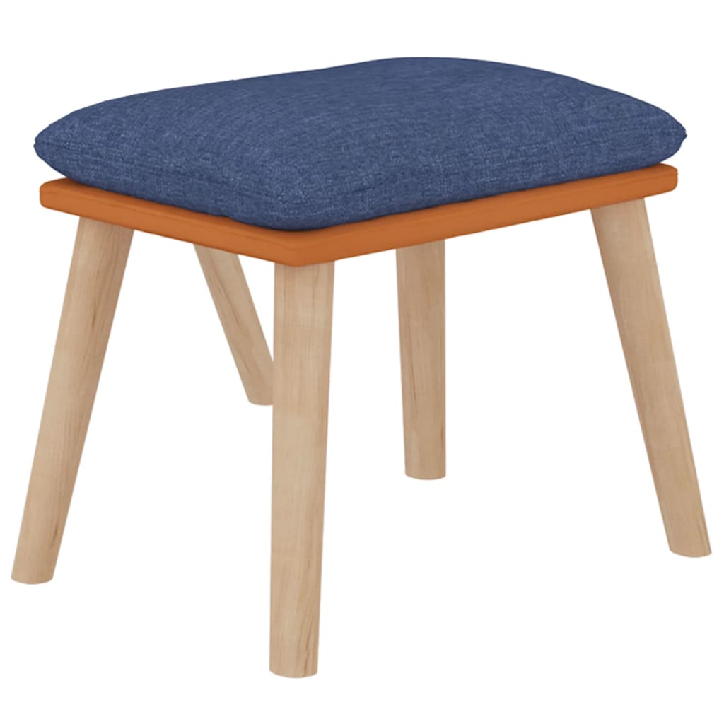 vidaXL Scaun de relaxare cu taburet, albastru, piele ecologică/textil vidaXL Scaun de relaxare cu taburet, albastru, piele ecologică/textil