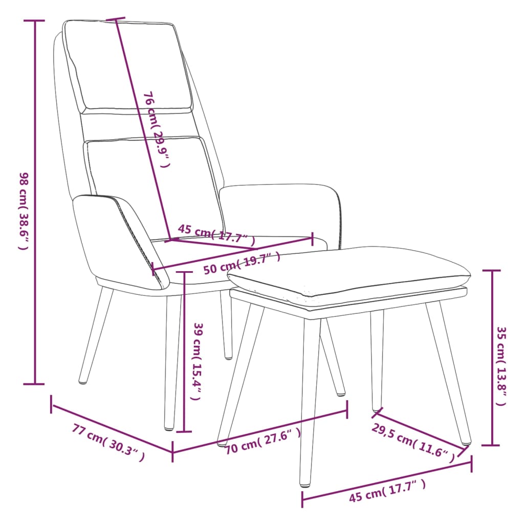 vidaXL Scaun de relaxare cu taburet, crem, textil vidaXL Scaun de relaxare cu taburet, crem, textil