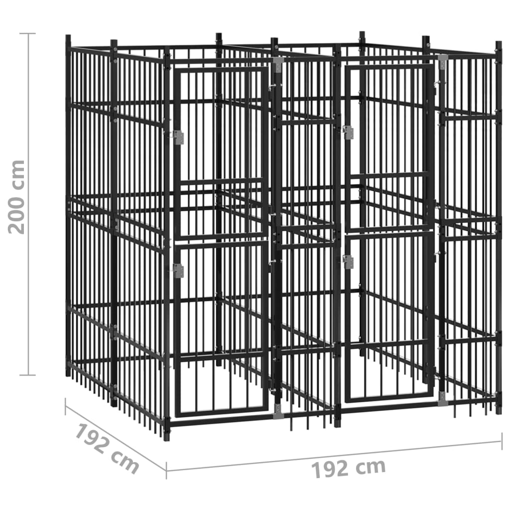 vidaXL Padoc pentru câini de exterior, 3,69 m², oțel vidaXL Padoc pentru câini de exterior, 3,69 m², oțel