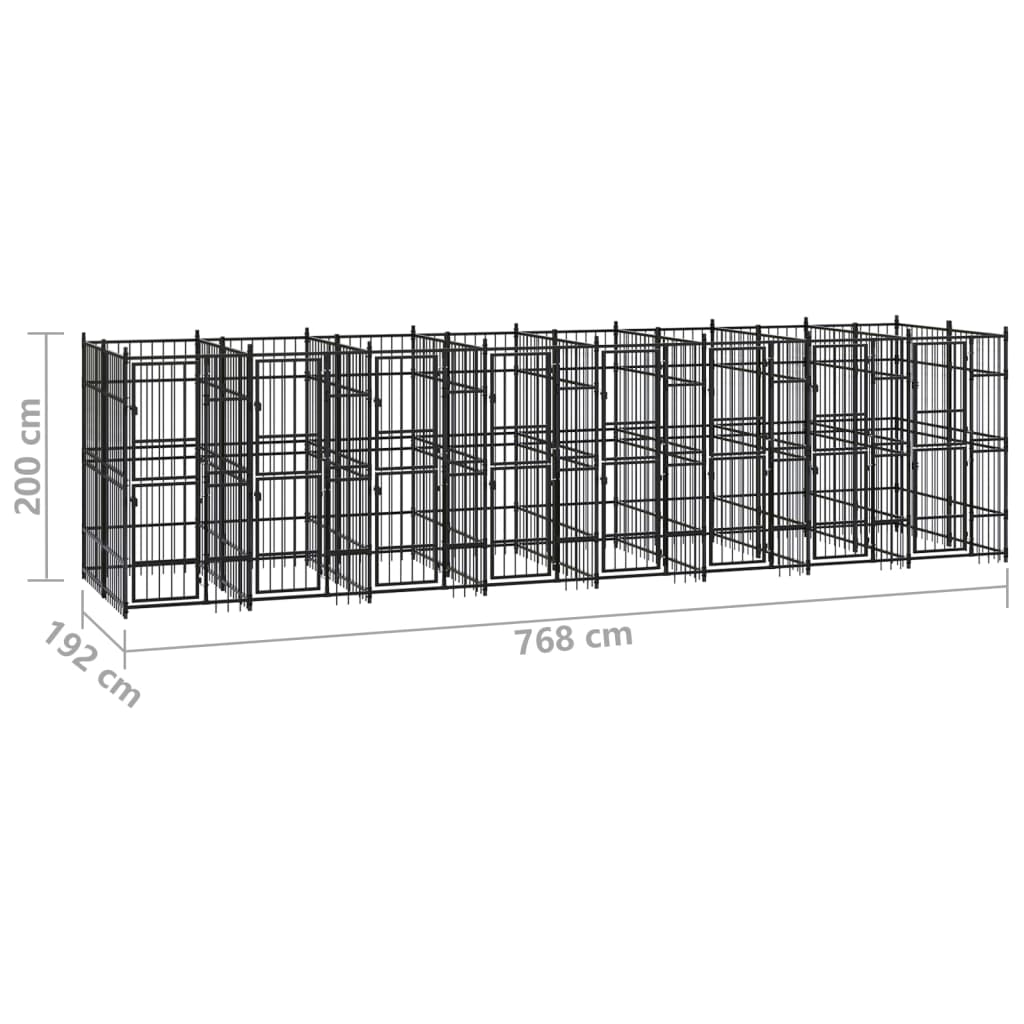 vidaXL Padoc pentru câini de exterior, 14,75 m², oțel