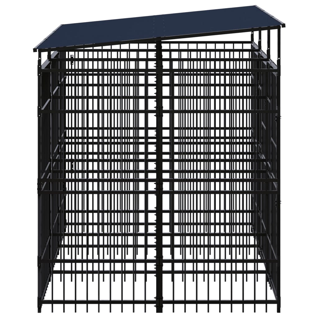 vidaXL Padoc pentru câini de exterior cu acoperiș, 5,53 m², oțel vidaXL Padoc pentru câini de exterior cu acoperiș, 5,53 m², oțel