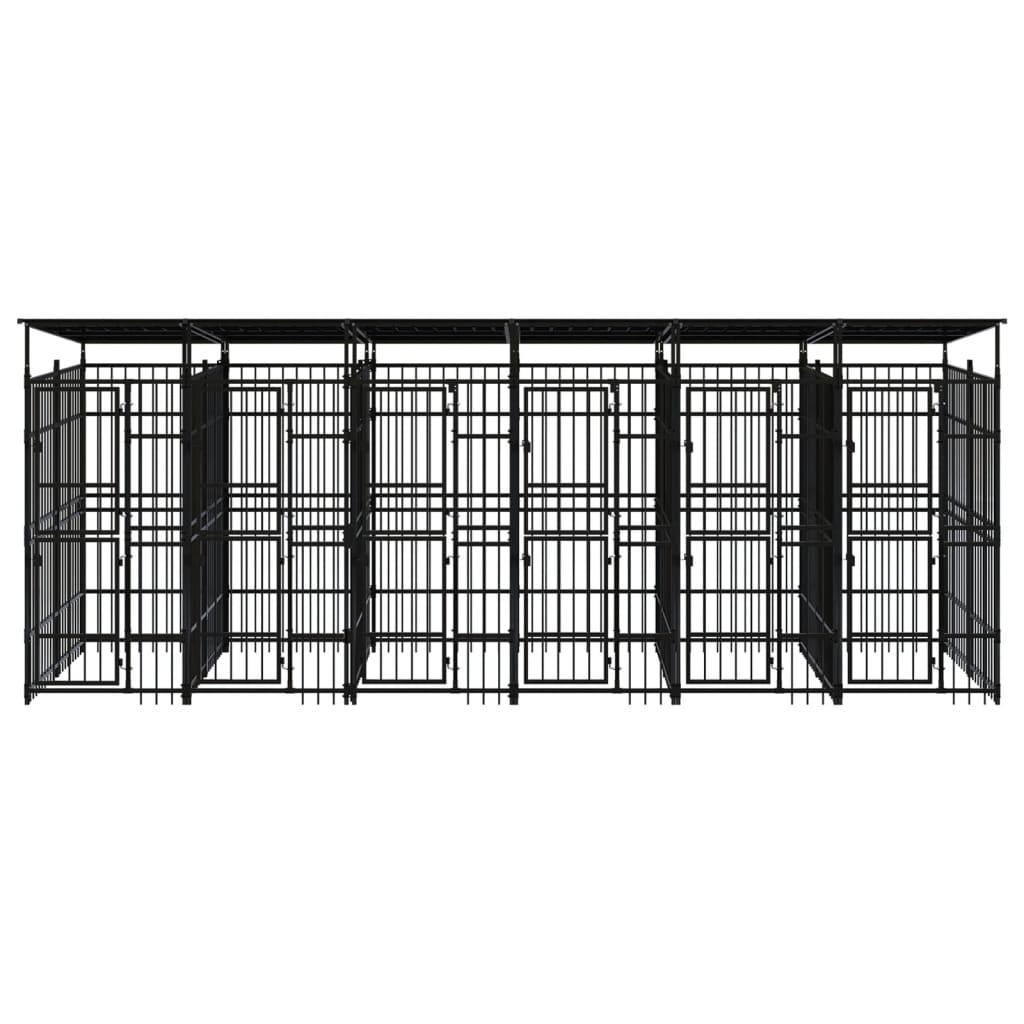 vidaXL Padoc pentru câini de exterior cu acoperiș, 11,06 m², oțel vidaXL Padoc pentru câini de exterior cu acoperiș, 11,06 m², oțel