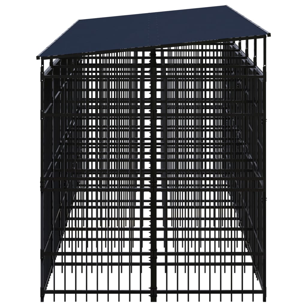 vidaXL Padoc pentru câini de exterior cu acoperiș, 11,06 m², oțel vidaXL Padoc pentru câini de exterior cu acoperiș, 11,06 m², oțel
