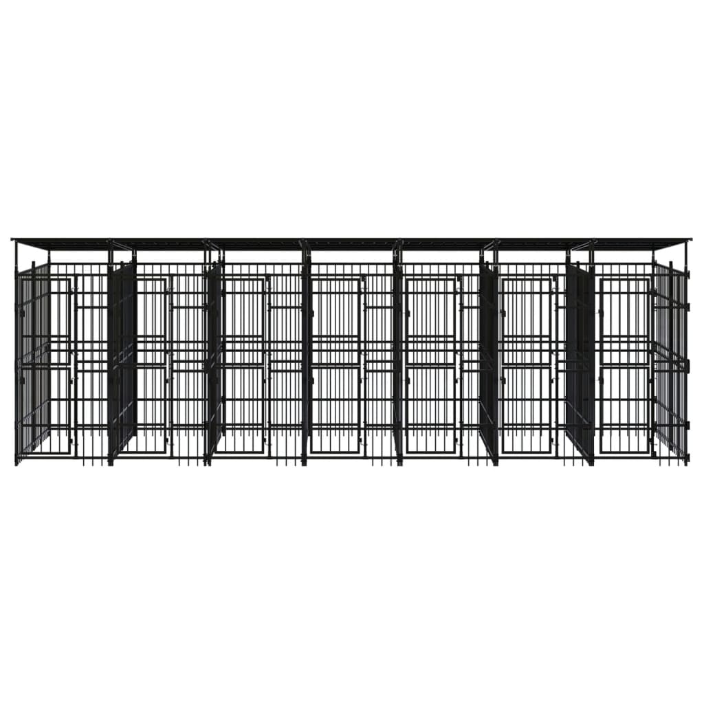 vidaXL Padoc pentru câini de exterior cu acoperiș, 12,9 m², oțel