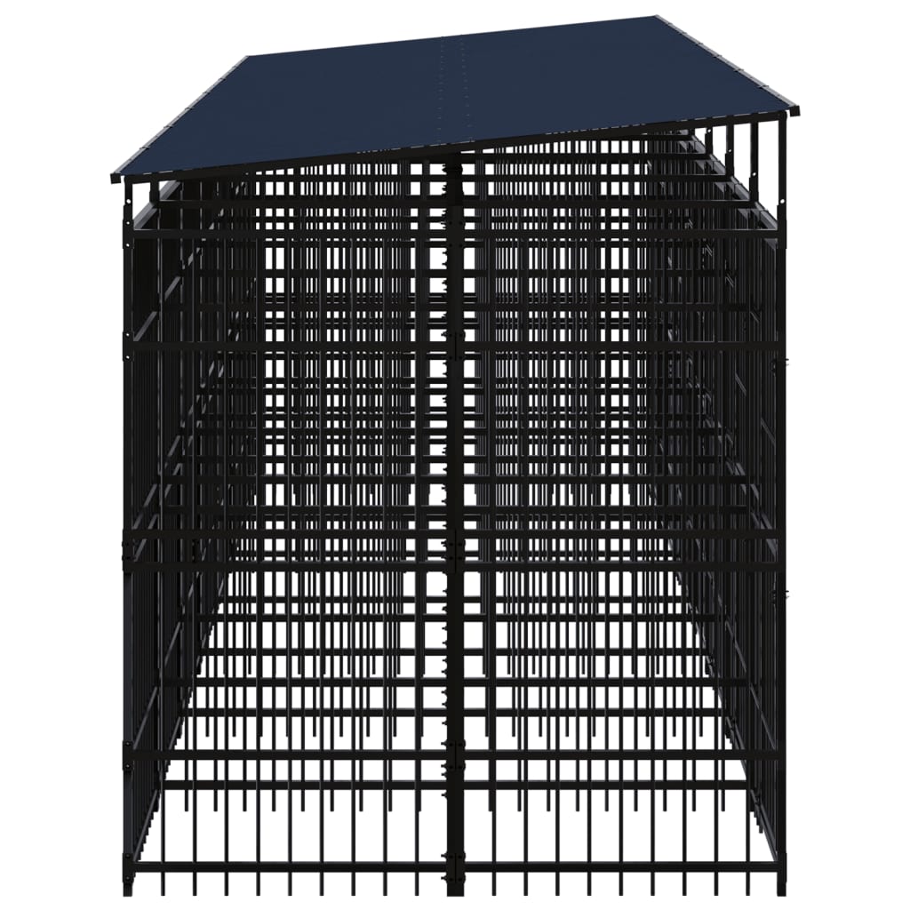 vidaXL Padoc pentru câini de exterior cu acoperiș, 12,9 m², oțel