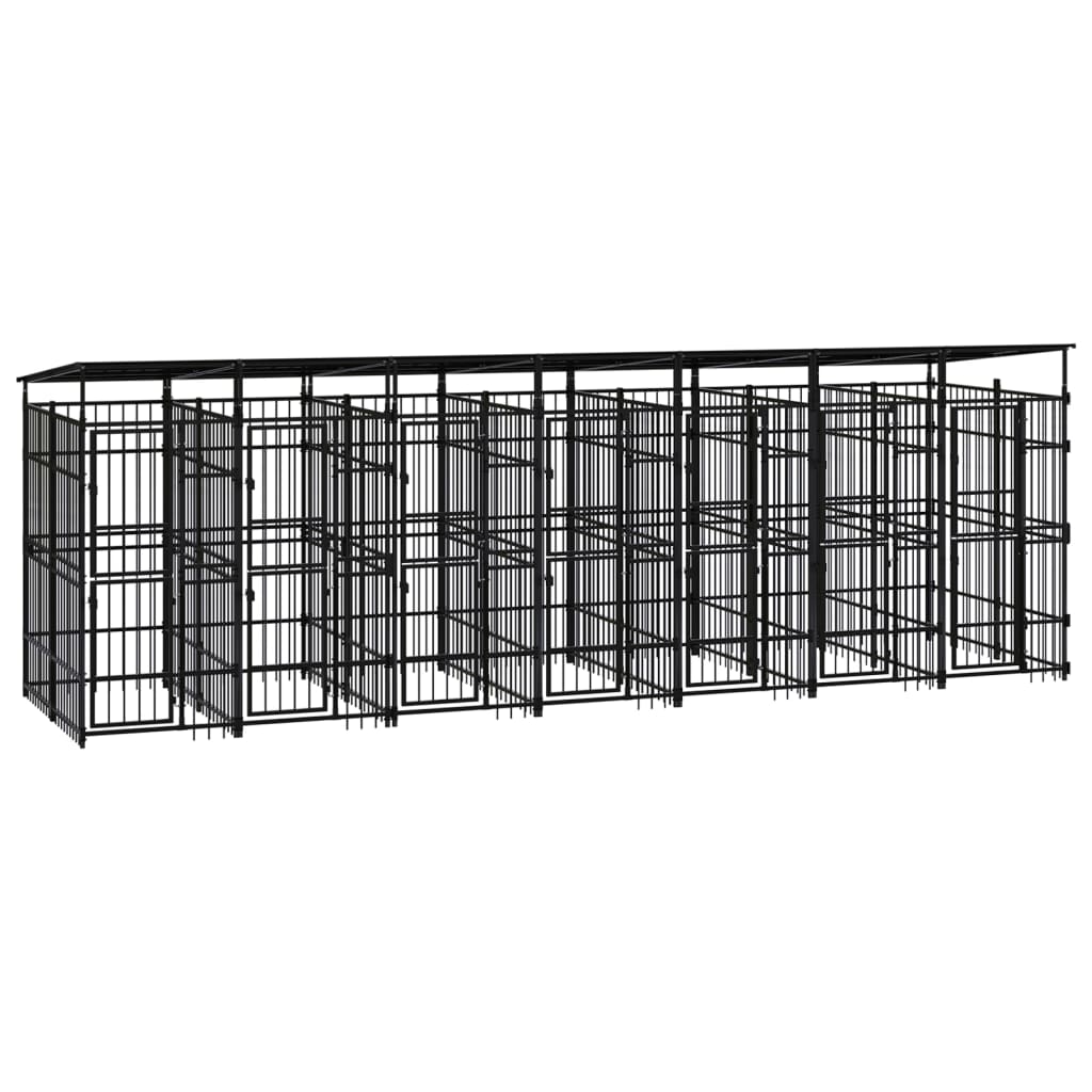 vidaXL Padoc pentru câini de exterior cu acoperiș, 12,9 m², oțel