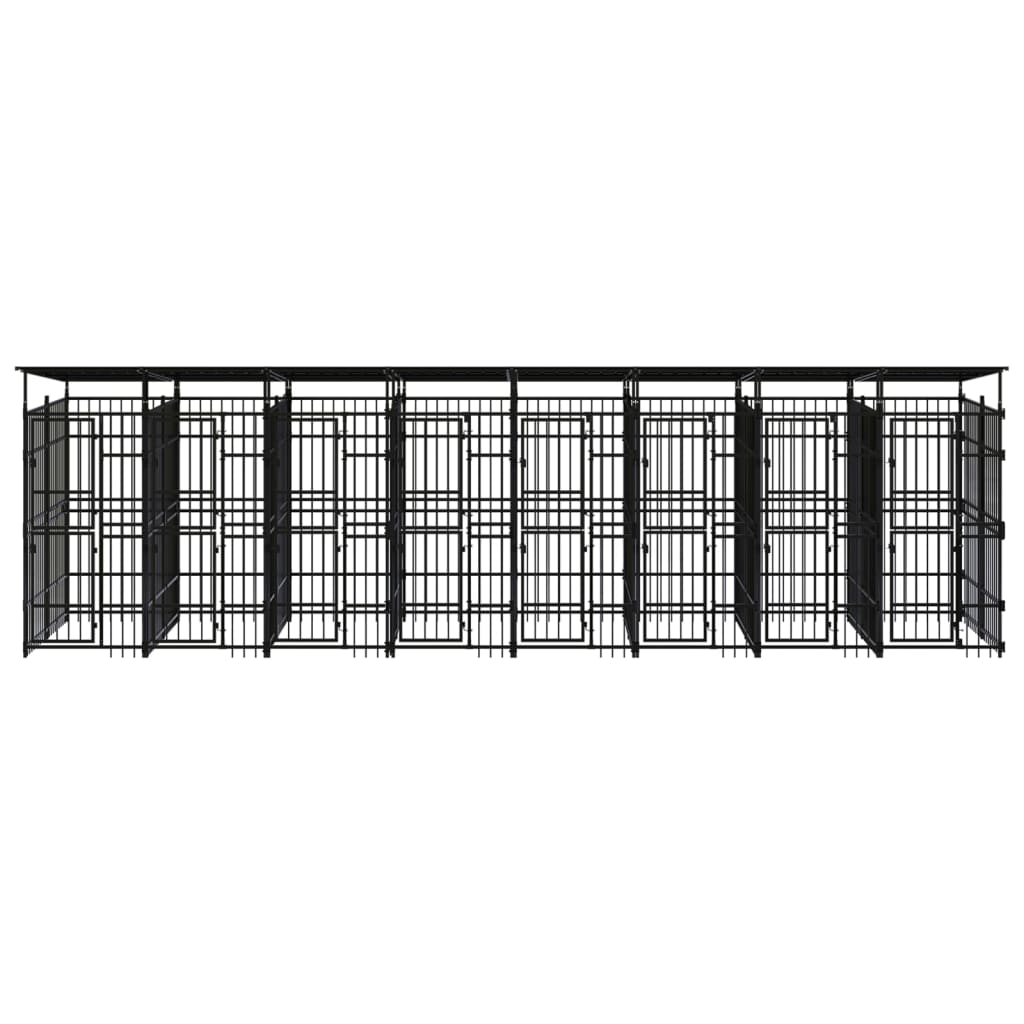 vidaXL Padoc pentru câini de exterior cu acoperiș, 14,75 m², oțel
