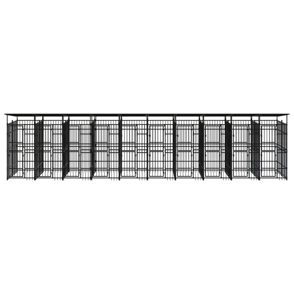 vidaXL Padoc pentru câini de exterior cu acoperiș, 18,43 m², oțel vidaXL Padoc pentru câini de exterior cu acoperiș, 18,43 m², oțel
