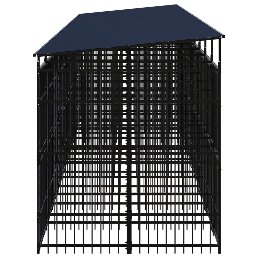 vidaXL Padoc pentru câini de exterior cu acoperiș, 18,43 m², oțel vidaXL Padoc pentru câini de exterior cu acoperiș, 18,43 m², oțel