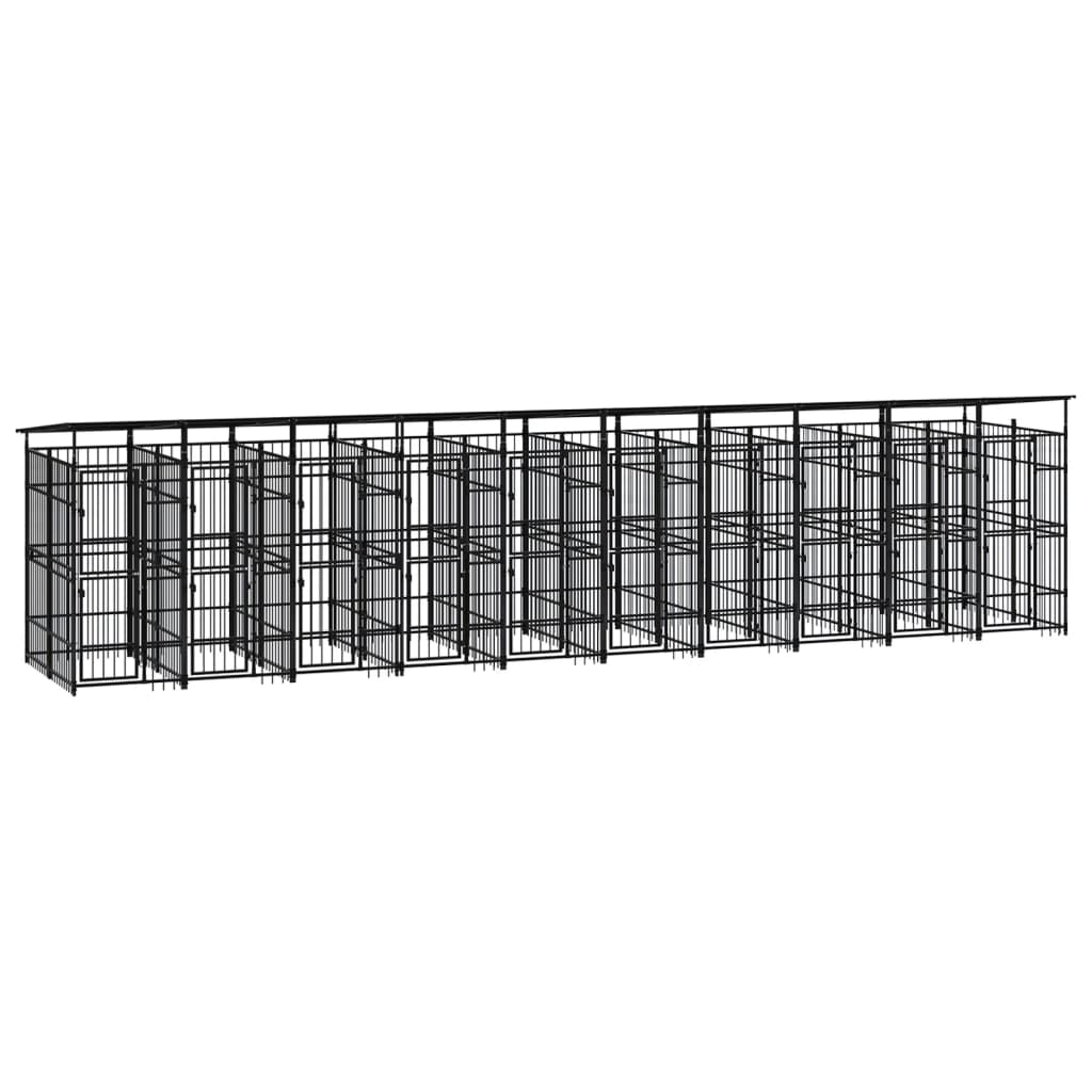 vidaXL Padoc pentru câini de exterior cu acoperiș, 18,43 m², oțel vidaXL Padoc pentru câini de exterior cu acoperiș, 18,43 m², oțel