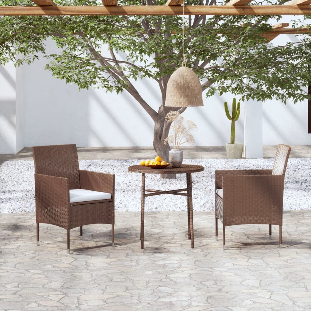 vidaXL Set mobilier de grădină, 3 piese, maro, poliratan vidaXL Set mobilier de grădină, 3 piese, maro, poliratan