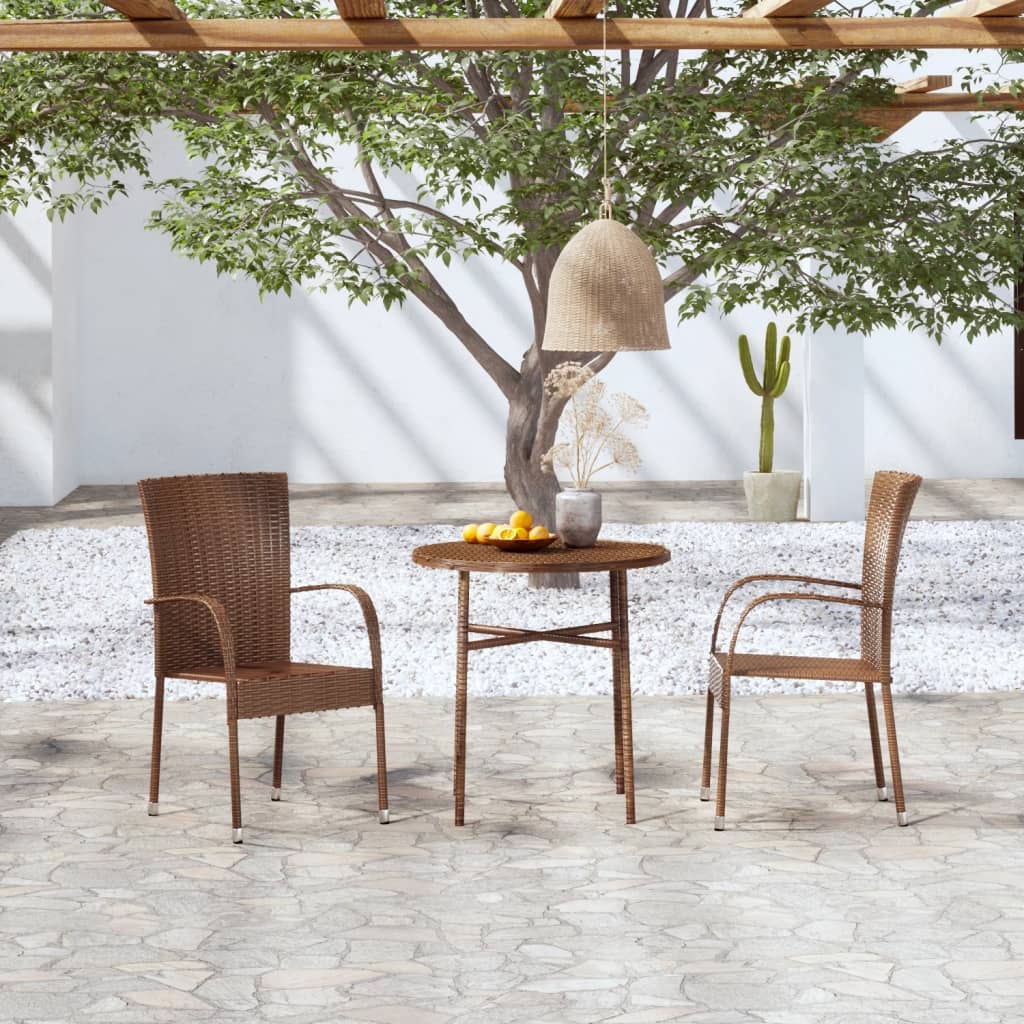vidaXL Set mobilier de grădină, 3 piese, maro, poliratan vidaXL Set mobilier de grădină, 3 piese, maro, poliratan