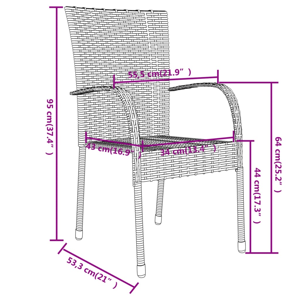 vidaXL Set mobilier de grădină, 3 piese, negru, poliratan vidaXL Set mobilier de grădină, 3 piese, negru, poliratan