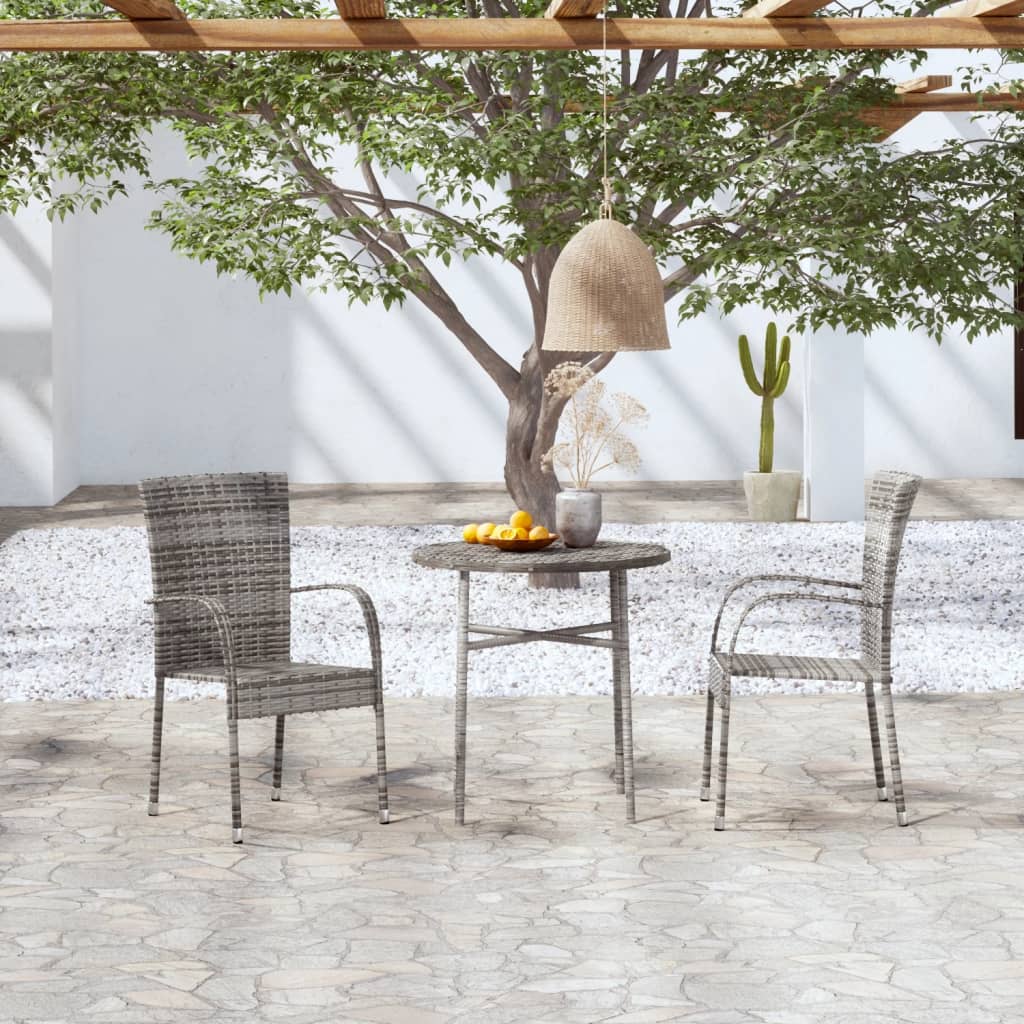 vidaXL Set mobilier de grădină, 3 piese, gri, poliratan vidaXL Set mobilier de grădină, 3 piese, gri, poliratan