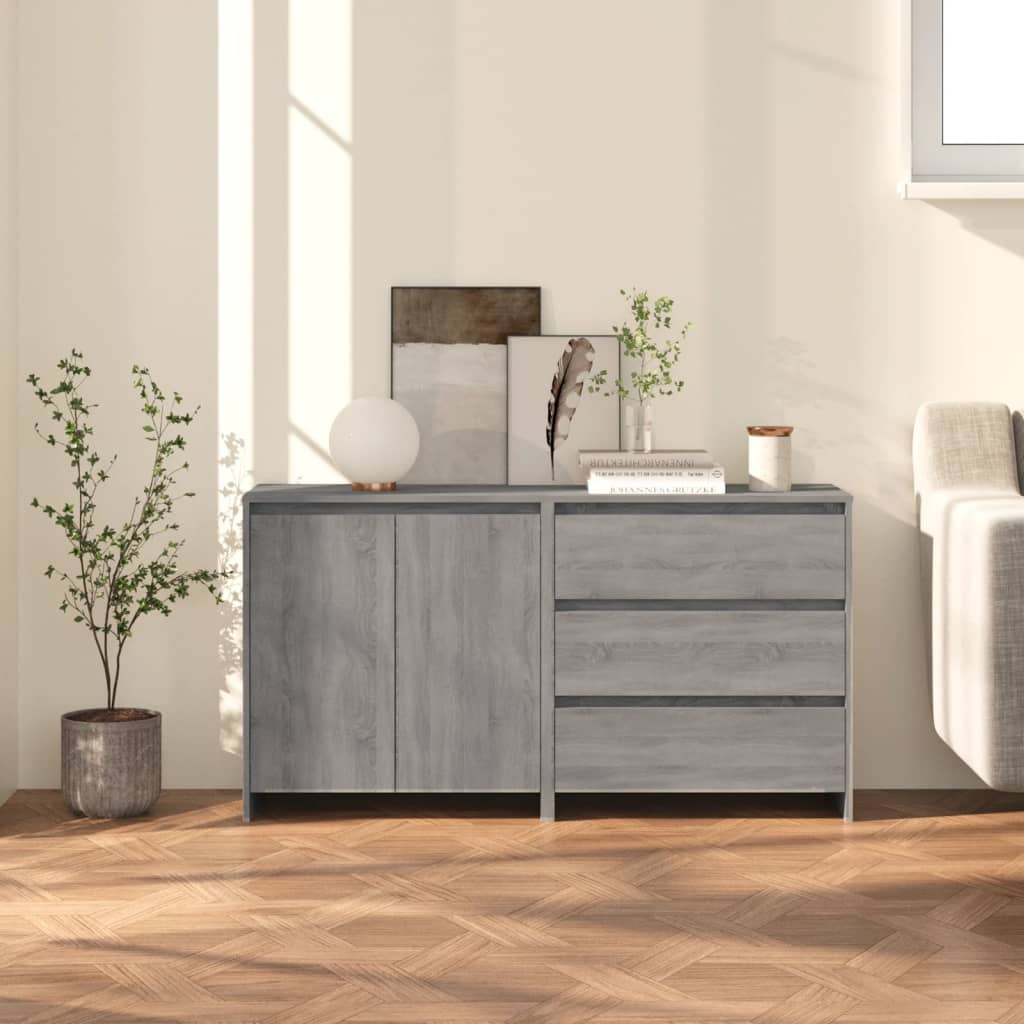 vidaXL Servantă, 2 piese, sonoma gri, lemn prelucrat vidaXL Servantă, 2 piese, sonoma gri, lemn prelucrat