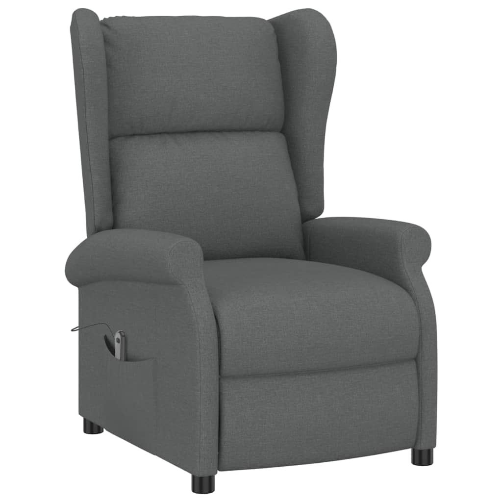 vidaXL Fotoliu rabatabil electric cu spătar aripi, gri închis, textil