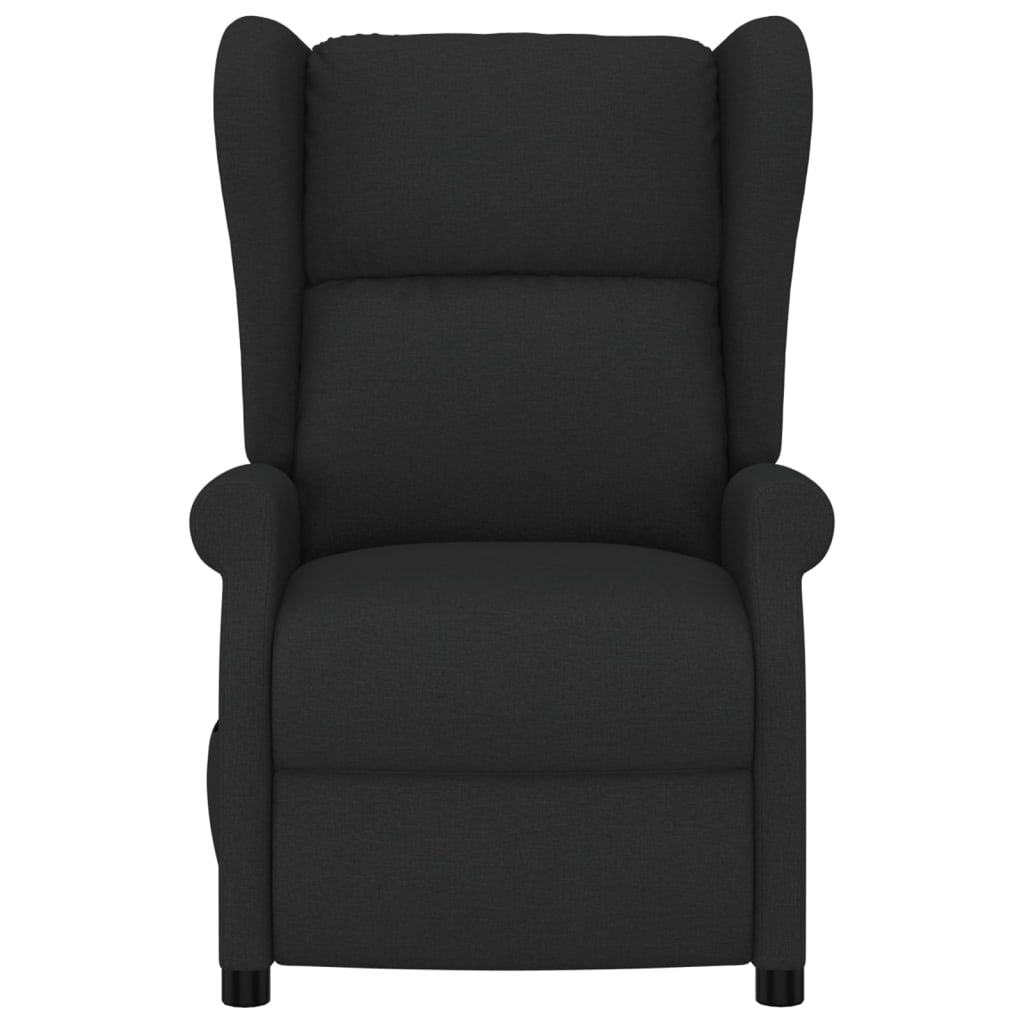 vidaXL Fotoliu rabatabil cu spătar aripi, negru, textil