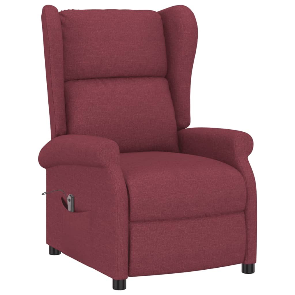vidaXL Fotoliu electric rabatabil spătar aripi, roșu vin, textil