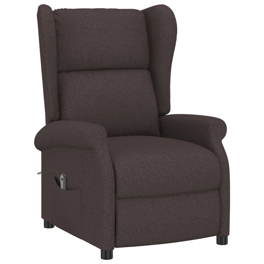 vidaXL Fotoliu rabatabil electric cu spătar aripi, maro, textil