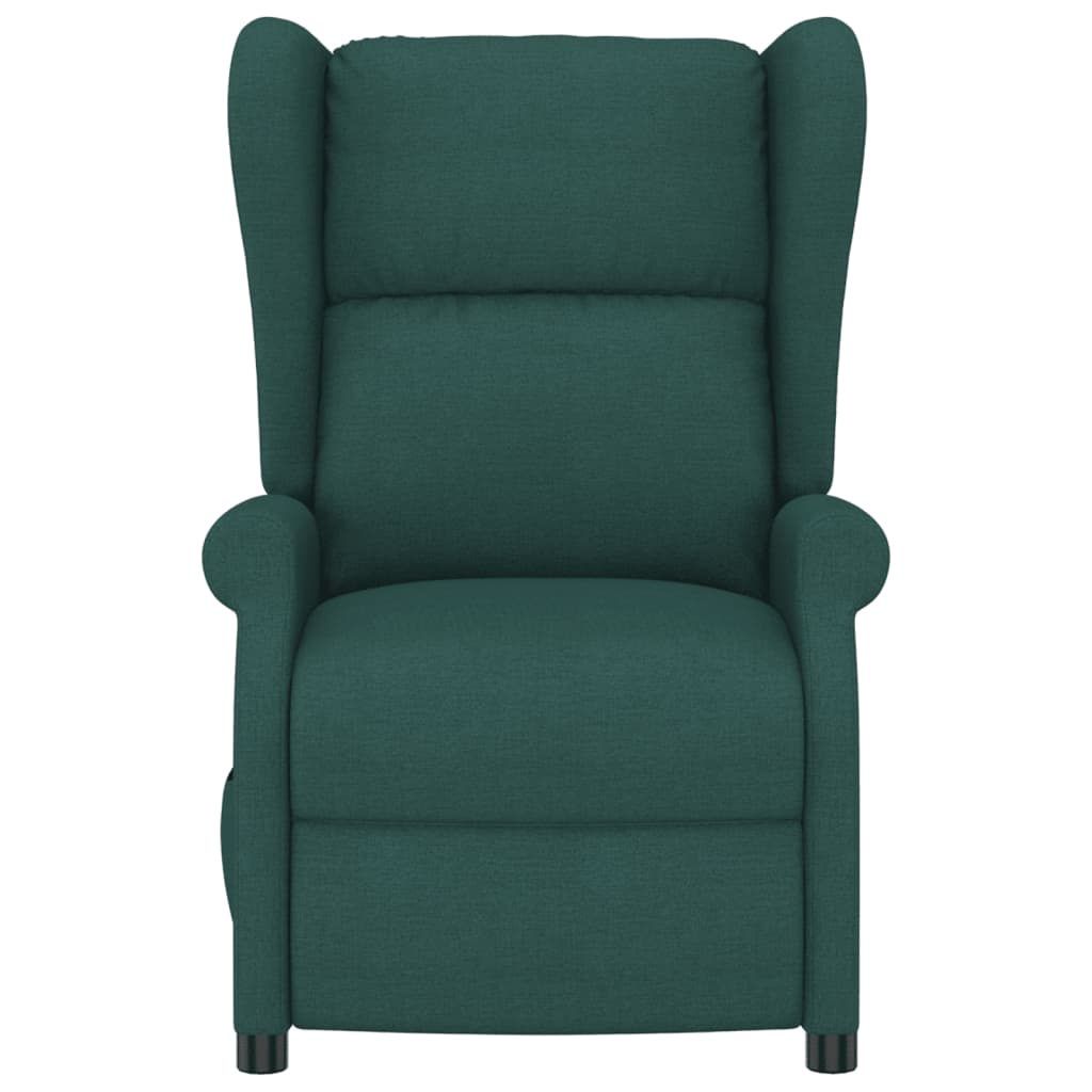 vidaXL Fotoliu rabatabil electric cu spătar aripi, verde închis,textil