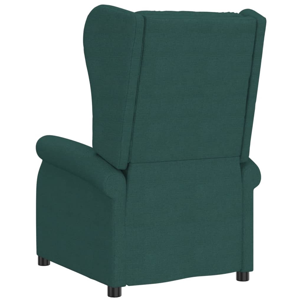 vidaXL Fotoliu rabatabil electric cu spătar aripi, verde închis,textil