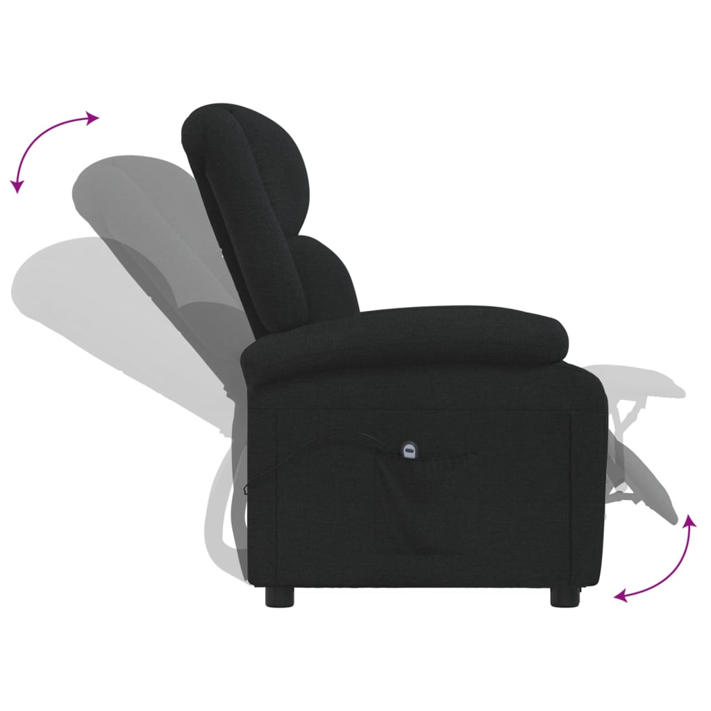 vidaXL Fotoliu rabatabil electric, negru, material textil