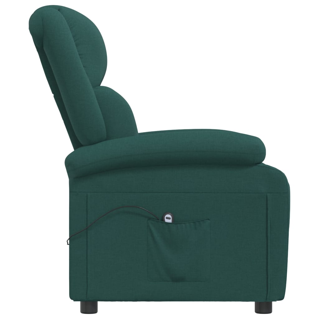 vidaXL Fotoliu rabatabil electric, verde închis, material textil vidaXL Fotoliu rabatabil electric, verde închis, material textil