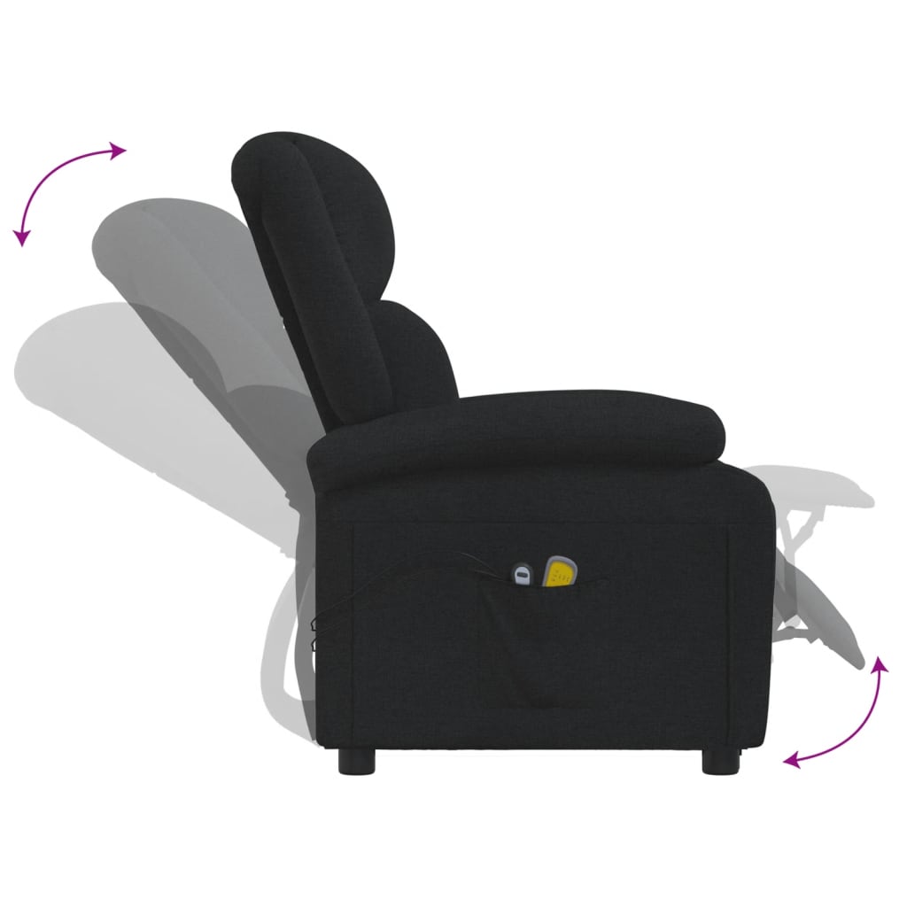 vidaXL Fotoliu de masaj electric rabatabil, negru, textil vidaXL Fotoliu de masaj electric rabatabil, negru, textil