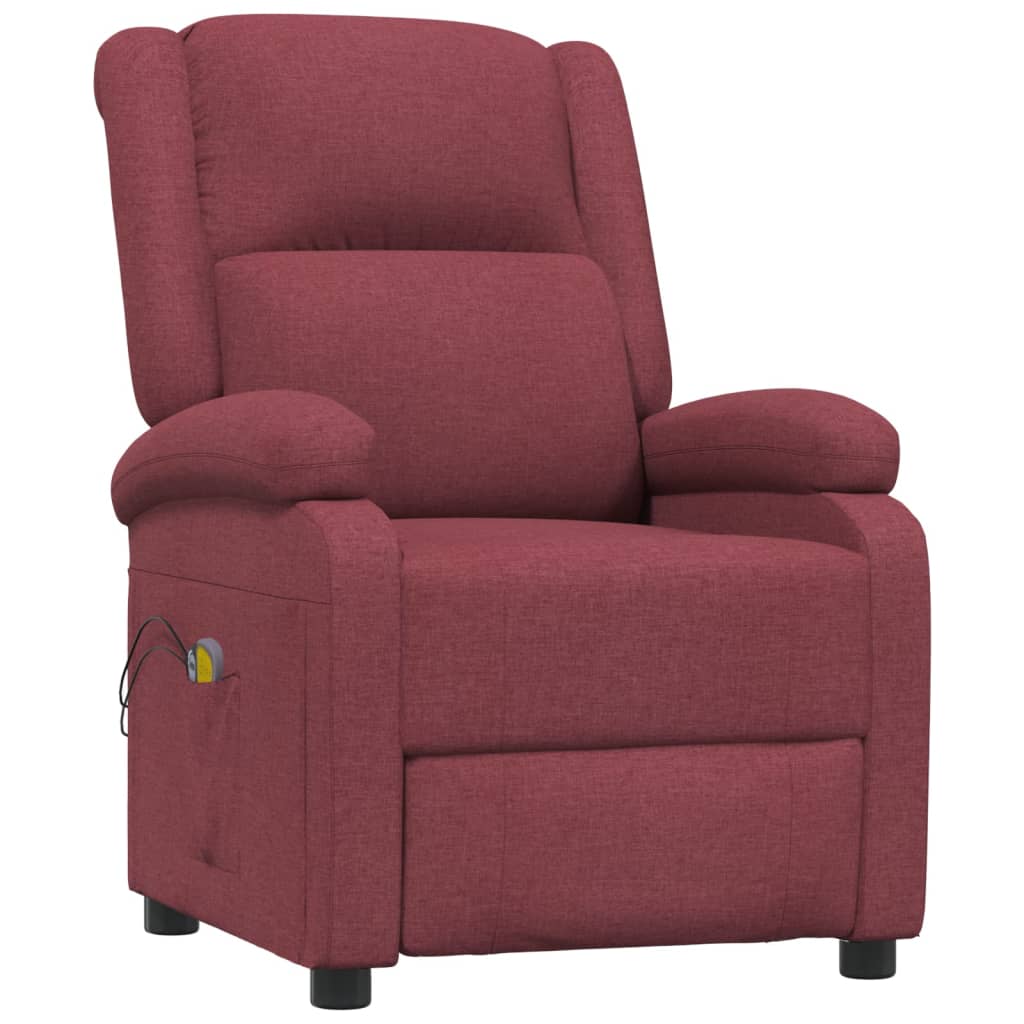vidaXL Fotoliu de masaj electric rabatabil, roșu vin, textil vidaXL Fotoliu de masaj electric rabatabil, roșu vin, textil