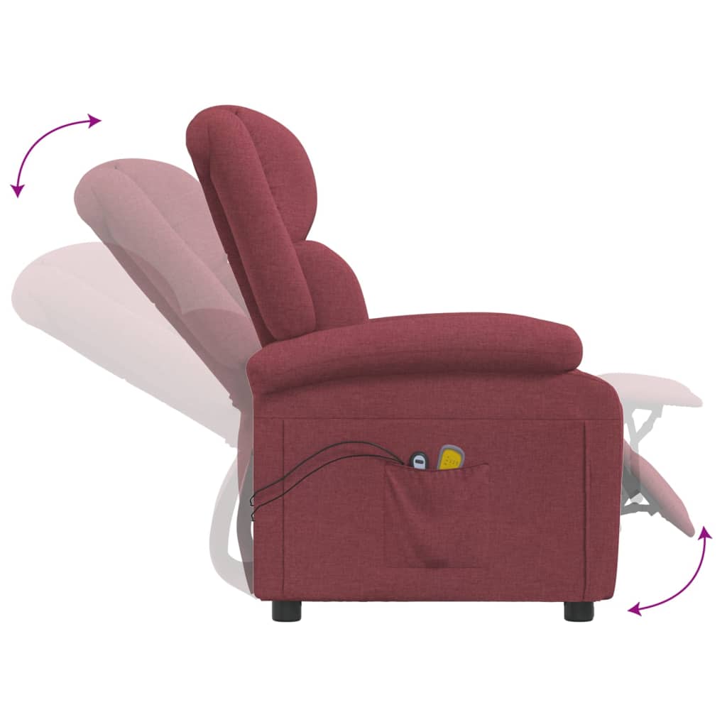 vidaXL Fotoliu de masaj electric rabatabil, roșu vin, textil vidaXL Fotoliu de masaj electric rabatabil, roșu vin, textil