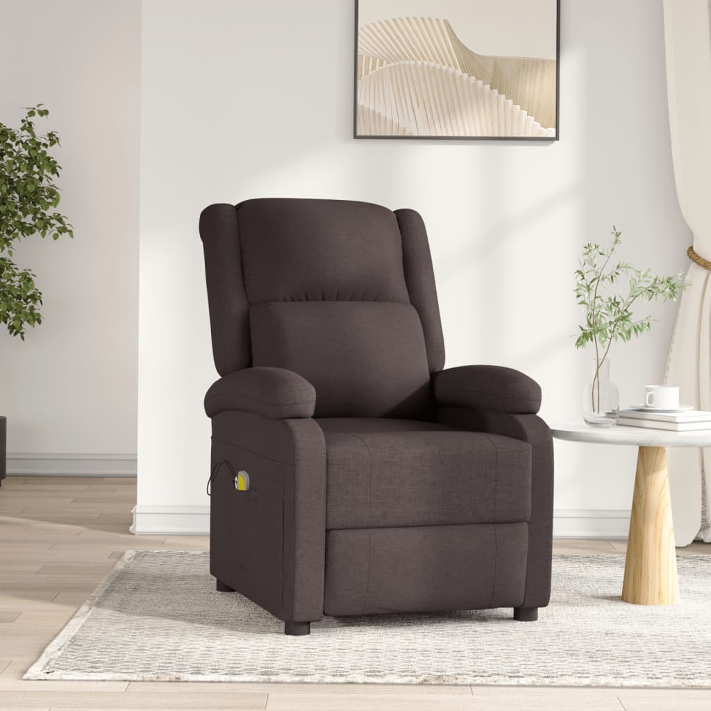 vidaXL Fotoliu de masaj electric, maro închis, material textil vidaXL Fotoliu de masaj electric, maro închis, material textil