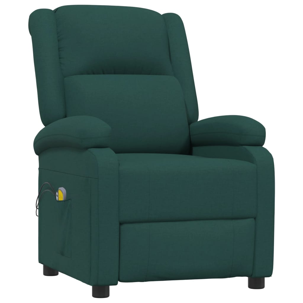 vidaXL Fotoliu de masaj electric, verde închis, material textil vidaXL Fotoliu de masaj electric, verde închis, material textil