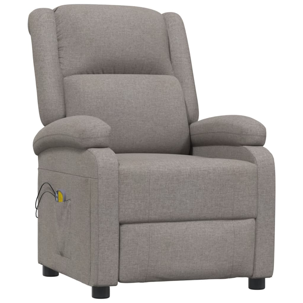 vidaXL Fotoliu de masaj electric rabatabil, gri taupe, textil vidaXL Fotoliu de masaj electric rabatabil, gri taupe, textil