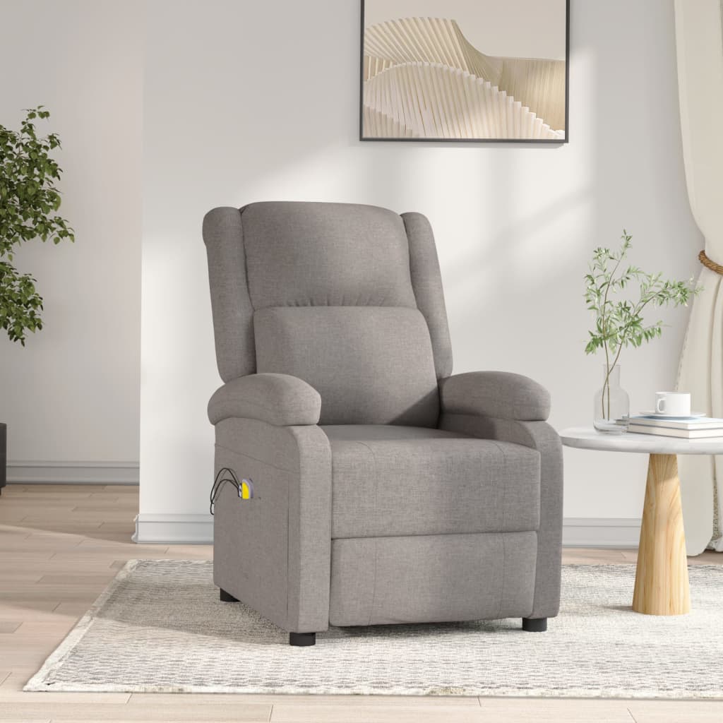 vidaXL Fotoliu de masaj electric rabatabil, gri taupe, textil vidaXL Fotoliu de masaj electric rabatabil, gri taupe, textil
