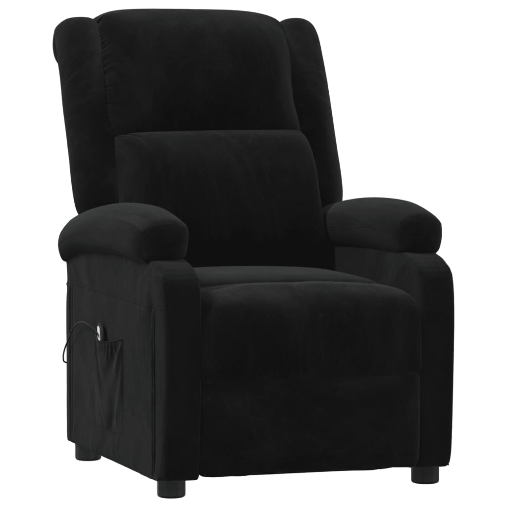 vidaXL Fotoliu rabatabil electric, negru, catifea