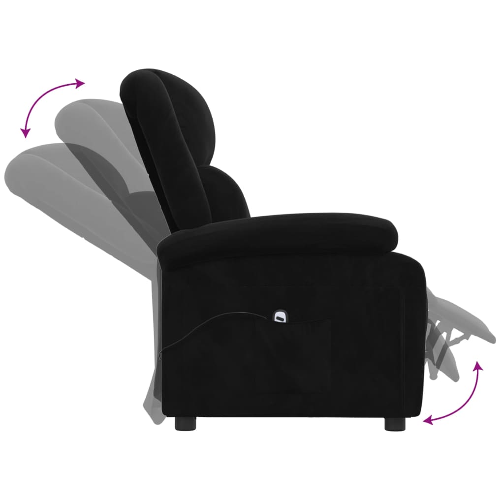 vidaXL Fotoliu rabatabil electric, negru, catifea