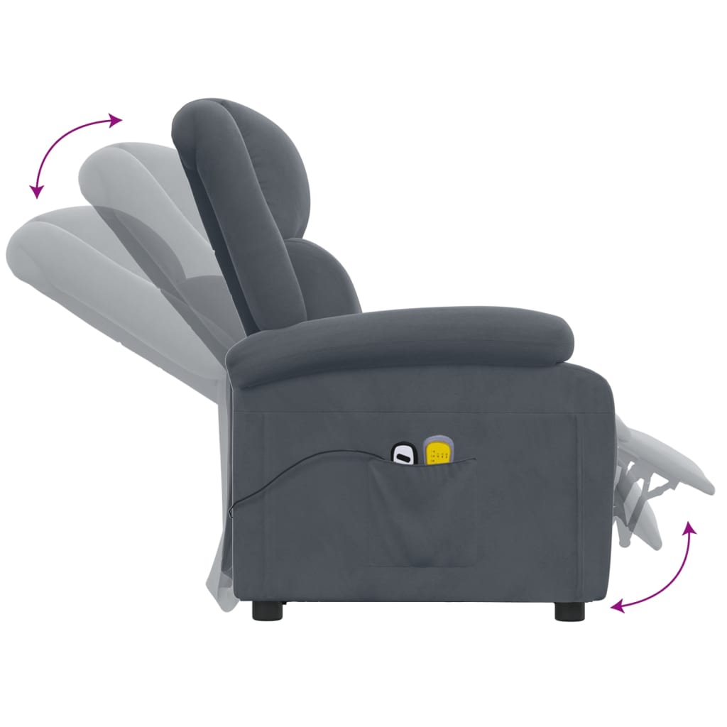 vidaXL Fotoliu de masaj electric, gri închis, catifea vidaXL Fotoliu de masaj electric, gri închis, catifea