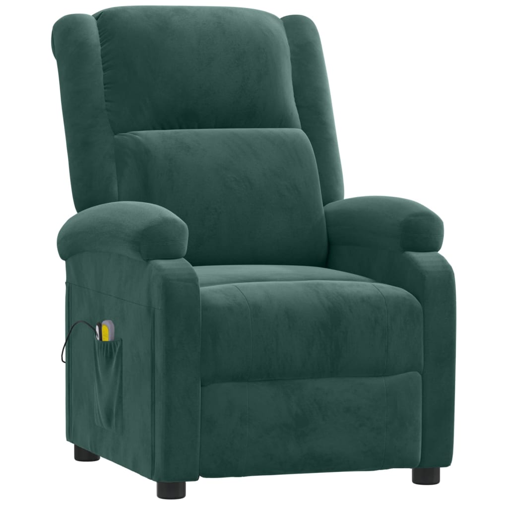 vidaXL Fotoliu de masaj electric, verde închis, catifea vidaXL Fotoliu de masaj electric, verde închis, catifea