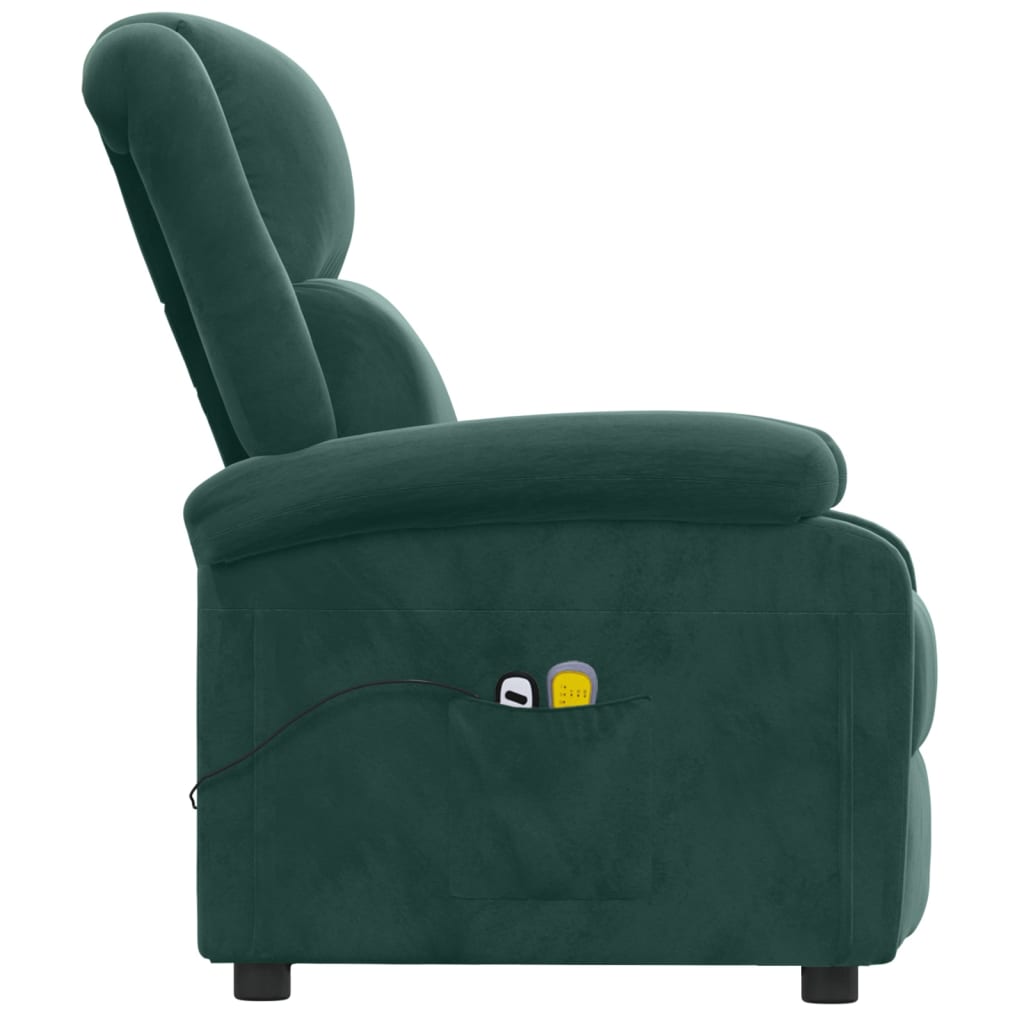 vidaXL Fotoliu de masaj electric, verde închis, catifea vidaXL Fotoliu de masaj electric, verde închis, catifea